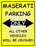 2057 EXTRA LARGE MASERATI PARKING ONLY METAL ADVERTISING WALL SIGN RETRO ART