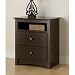 Bedside Tables | Night Tables - Fremont 2 Drawer Tall Night Table with Open Shelf - Browm