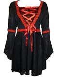 Corset Style Gothic Tops Blouses With Red, Purple Or White Lace & Ribbon Trim Plus Sizes 16-34