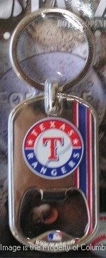 Texas Rangers 2010 Dog Tag Bottle Opener Keychain