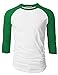 TOP LEGGING TL Men's Baseball Tee Shirt -Casual Cotton Plain 3/4 Sleeve Jersey T Shirts for Men (XLarge, 3/4_SL-Green_WH)