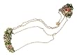 Victorian Elegance Splendid Michal Negrin Brooch Decorated with Antique Roses Heart Shaped Cameo, Hand Painted Flowers, Beaded Chains and Rich Brass Ornaments, Accented with Multicolor Swarovski Crystals - Special Ordered and Shipped by Genuvo within 2 to 3 Weeks