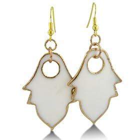Mother of Pearl Hamsa Earrings with 24KT Gold Overlay