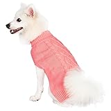 Blueberry Pet 10-Inch Back Length the Classy Cable Knit Rosy Pink Dog Sweater Clothes Sweatshirt for Dogs