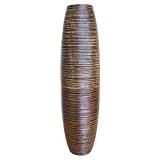 Hand Carved Wooden Floor Vase - 75cm (dark brown, light brown), mango wood