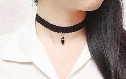 Pointed Black Crystal Choker, Onyx Stone Choker, Black Lace Choker, Beautiful Choker, Urban Necklace, Trendy Necklace, Choker for Women, Womens Jewelry