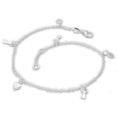 GAL Fu�kette / Fu�kettchen Anker Herz/Schl�ssel Silber 925 27 cm