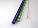 Set of 2--Pyrex Glass Drinking Straws, one blue, one green + cleaning brush