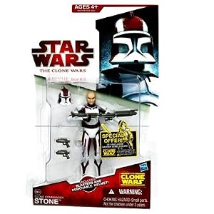 Star Wars 2009 Clone Wars Animated Action Figure CW No. 44 Commander Stone