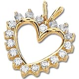 14K Yellow Gold Created Moissanite Heart Pendant