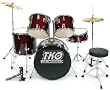 TKO 424 5-Piece Drum Set with Cymbals, Drum Throne & Bass Pedal; Color Wine Red