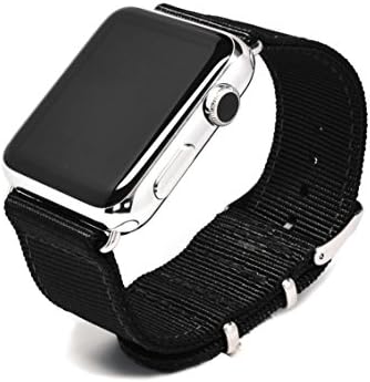 Nato Skull 38mm Apple Watch Band, Black Ballistic Nylon Band Strap with Stainless Steel Metal Clasp for All 38mm Apple Watch Models (Connector Sold Separately)