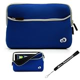 Blue Slim Design Soft Neoprene Carrying Cover Case with extra pocket for Pandigital Novel 7" Color Multimedia White eReader + Indlues a 4-Inch Determination Hand Strap