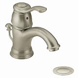 Moen 6102BN Kingsley Single Handle Lavatory Faucet with Drain Assembly, Brushed Nickel