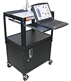 Adjustable Height AV Cart and Cabinet (Black) (42"H x 24"W x 18"D)
