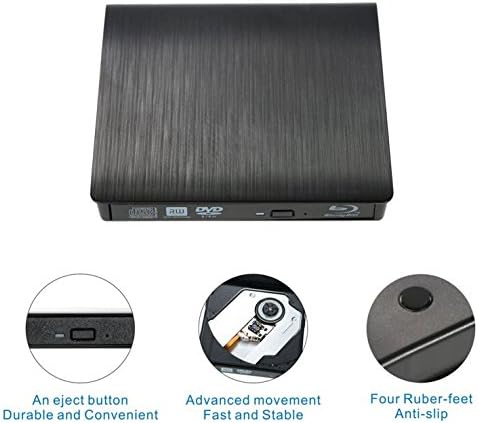 Polan USB 3.0 Ultra Portable External CD DVD RW DVD ROM Drive / Writer / Burner for Mac, Macbook Pro Air iMAC , Laptops, Desktops, Notebooks (Black)