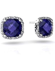 Created Sapphire 14kt White Gold Earrings
