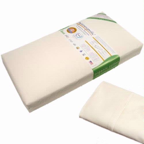 Naturepedic No-compromise Organic Cotton Classic Baby Crib and Toddler 150 Coil Mattress Kit with Sc50w Organic Cotton Sheet