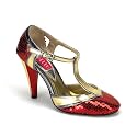4 Inch Heel Sexy Pump Caberet Sequin Shoes T-Strap Black Silver Pink Red