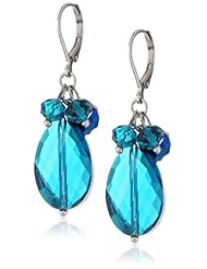 Napier "Chameleon" Silver-Tone and Blue Multi-Drop Earrings