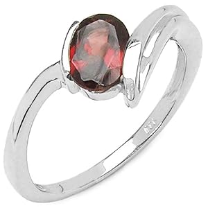 1.00 Carat Genuine Garnet Sterling Silver Ring