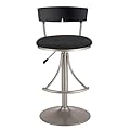 Wood Back Venus Adjustable Stool - Silver/ Black