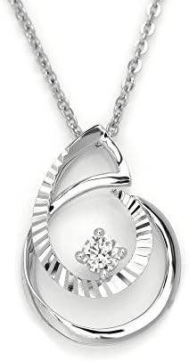 18K/750 White Gold Fancy Cut Solitaire Diamond Pendant W/925 Sterling Silver Chain (0.16ct,K-L Color, SI1-SI2 Clarity)