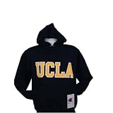 Navy Blue Champion UCLA Bruins Hooded Sweatshirt with Michigan Yellow and White Stiched Lettering