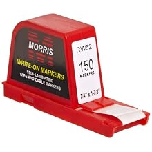 Morris Products 21234 Write and Wrap Dispenser, 3/4" Label Width, 1-7/8" Label Length, 3/4" x 1/2" Write Area
