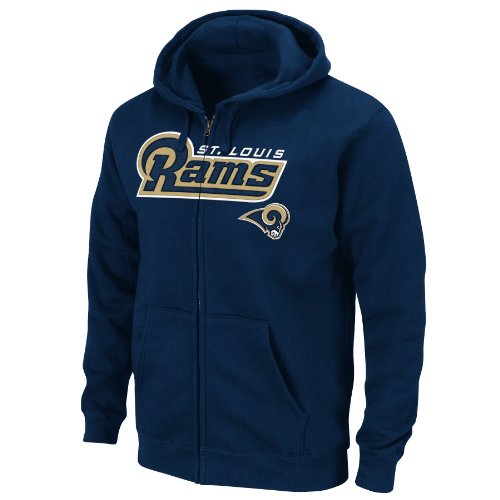 NFL Men's St. Louis Rams Classic II Long Sleeve Fullzip Fleece With Hood (Athletic Navy, Small)