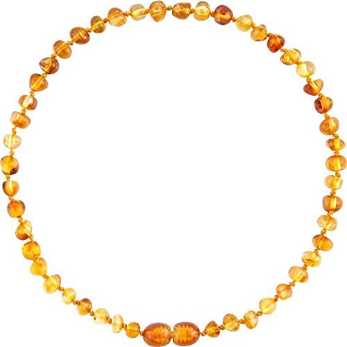 Amber Teething Necklace for Babies (Unisex) - Anti Flammatory, Drooling & Teething Pain Reduce Properties - Certificated Natural Oval Baltic Jewelry with the Highest Quality Guaranteed.