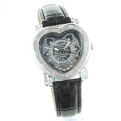 Ladies Diamond Heart Watch 0.30ct Black Luxurman