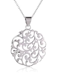 Sterling Silver Round Filigree Pendant Necklace, 18"