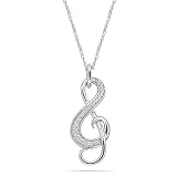 10k White Gold Diamond Music Note Pendant (1/10 cttw, I-J Color, I2-I3 Clarity), 18"