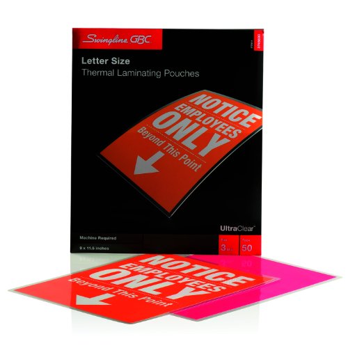Swingline GBC UltraClear Thermal Laminating Pouches, Letter Size, 3 Mil, 50 Pack (3745690)