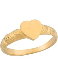10k Yellow Gold High Polished Petite Heart Cute Baby Girl Signet Ring