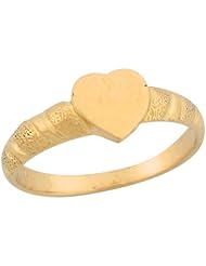 14k Yellow Gold High Polished Petite Heart Cute Baby Girl Signet Ring