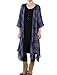 Mordenmiss Women's New Loose Thin Garb Drape Open Front Cardigan L Blue Plaid