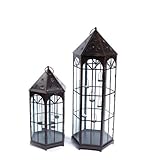 Melrose International Metal and Glass Lantern, Set of 2 Melrose International Metal and Glass Lantern, Set of 2