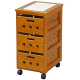 YAMAZEN キッチン収納野菜ストッカーワゴン HYS-6030(OBR) オークブラウン