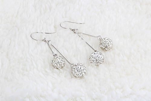 Nice Buckeye Rhodium Plated Fashion Style Diamonds Accented Double Balls Drop Earrings