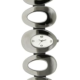 Large Gunmetal Modern Oval Link Watch - Black : Target from target.com