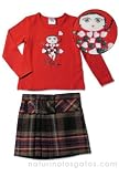 Review   / Floriane Adj. Waist Plaid Skirt & Red Top