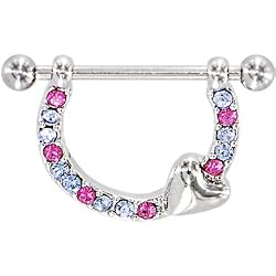 Pink Blue Crystal Luxurious Heart Nipple Shield