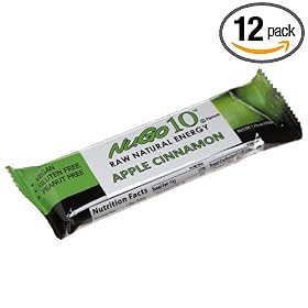 NuGo 10 Raw Natural Energy, Apple Cinnamon, 1.76-Ounce Bars (Pack of 12) by NuGo