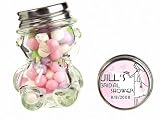 Baby Keepsake: Pink Bridal Theme Personalized Teddy Bear Glass Candy Jar - Unassemble (Set of 24)