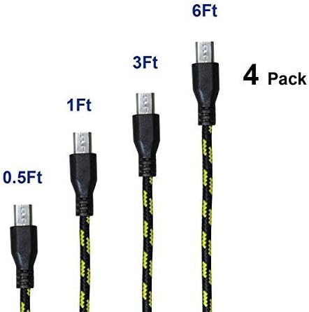 APXX Nylon Braided USB 2.0 A Male to Micro B Cable - Assorted Length (4-Pack)