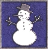 Snowman Blue Leather Luggage Tag