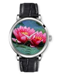 SPRAWL Aanalog Fashion Series Silver Ladies Watches of Genuine Black Leather Strap,Unique Wrist Watch for Women Girls Designed with Beautiful flowers