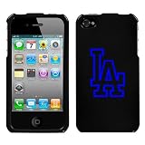 APPLE IPHONE 4 4G BLUE LA DODGERS OUTLINE SYMBOL ON A BLACK HARD CASE COVER